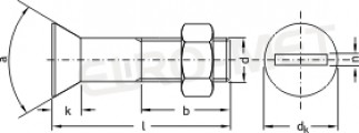 Śruba z łbem stożkowym do konstrukcji stalowych z nakrętką